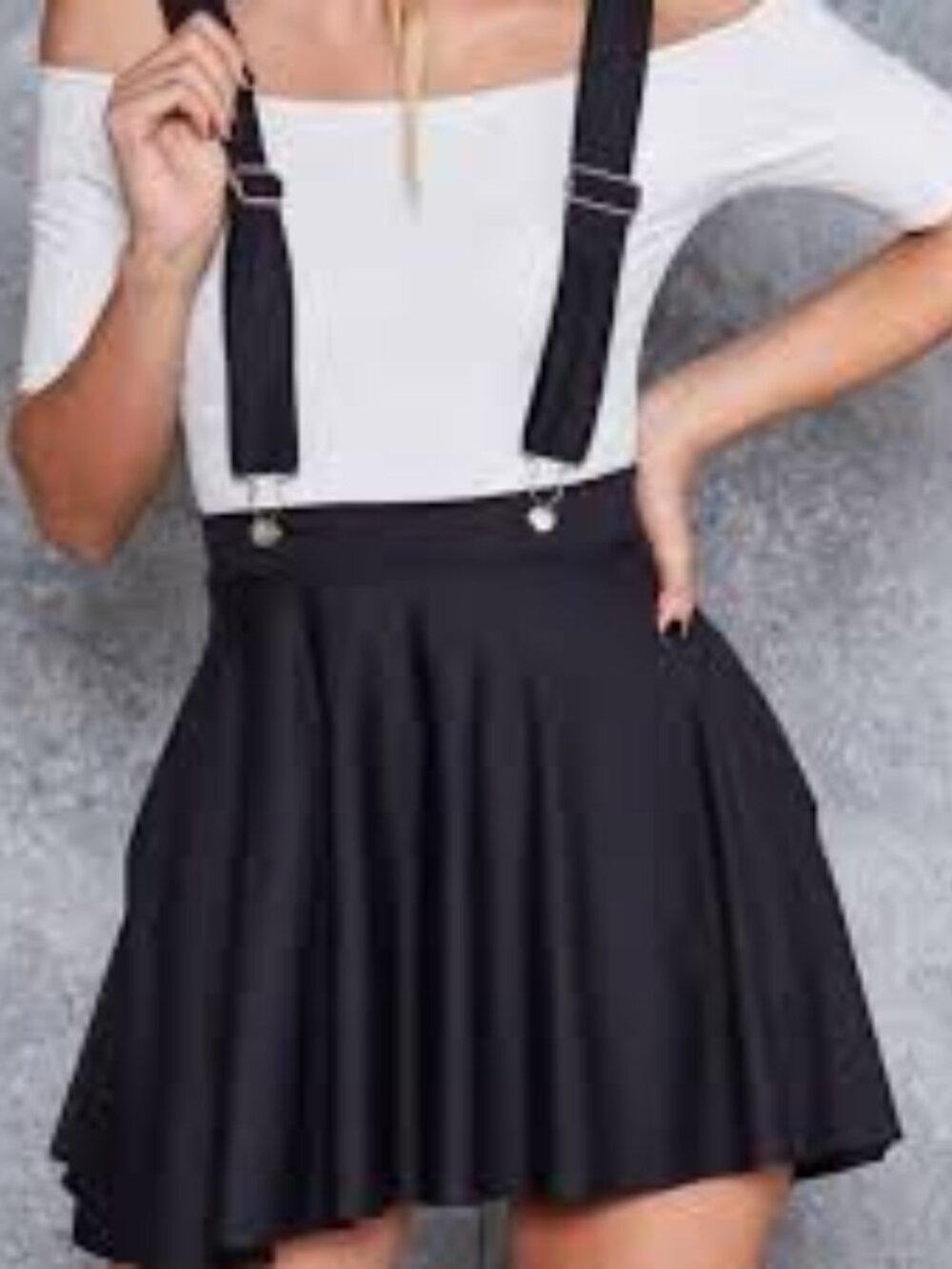 Black Milk Clothing Matte Pinafore Pocket Skater Suspender Skirt